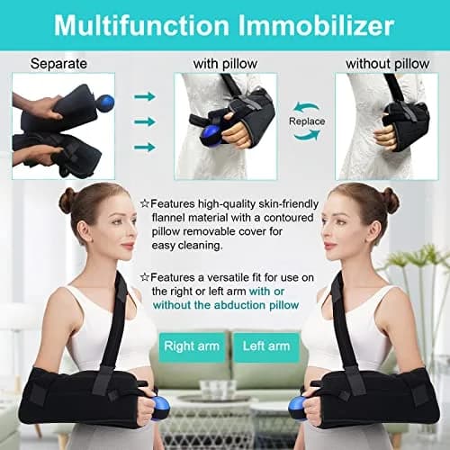 TANDCF Bestlife Shoulder Abduction Sling with Pillow & Exercise Ball, Black, 41cm (16") | Immobilizer for Injury Support thumbnail 6