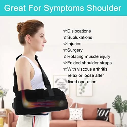 TANDCF Bestlife Shoulder Abduction Sling with Pillow & Exercise Ball, Black, 41cm (16") | Immobilizer for Injury Support thumbnail 7