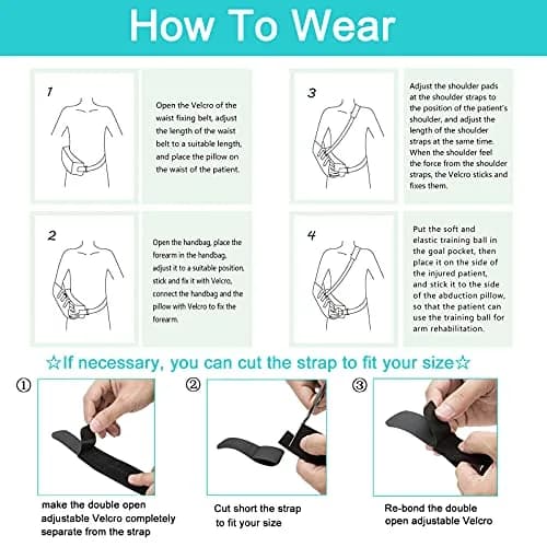 TANDCF Bestlife Shoulder Abduction Sling with Pillow & Exercise Ball, Black, 41cm (16") | Immobilizer for Injury Support thumbnail 8