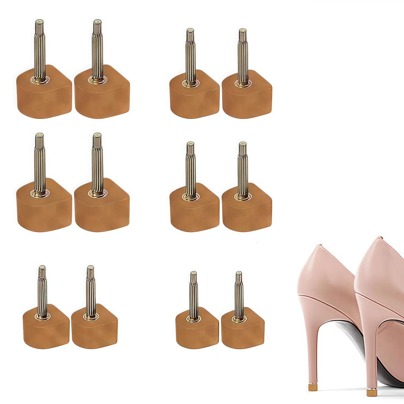 TUPWEL High Heel Repair Protectors 8mm 9mm 10mm U-Shaped Beige | Anti-Slip & Noise Reduction — Beige