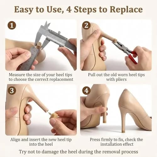 TUPWEL High Heel Repair Protectors 8mm 9mm 10mm U-Shaped Beige | Anti-Slip & Noise Reduction thumbnail 4