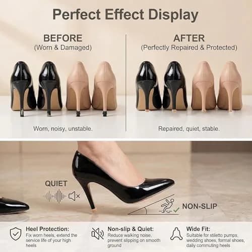 TUPWEL High Heel Repair Protectors 8mm 9mm 10mm U-Shaped Beige | Anti-Slip & Noise Reduction thumbnail 5