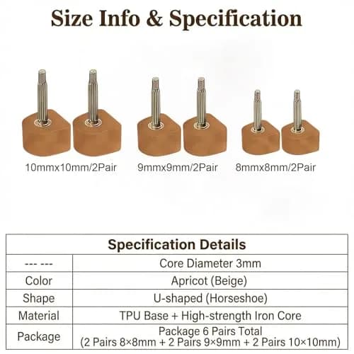 TUPWEL High Heel Repair Protectors 8mm 9mm 10mm U-Shaped Beige | Anti-Slip & Noise Reduction thumbnail 2