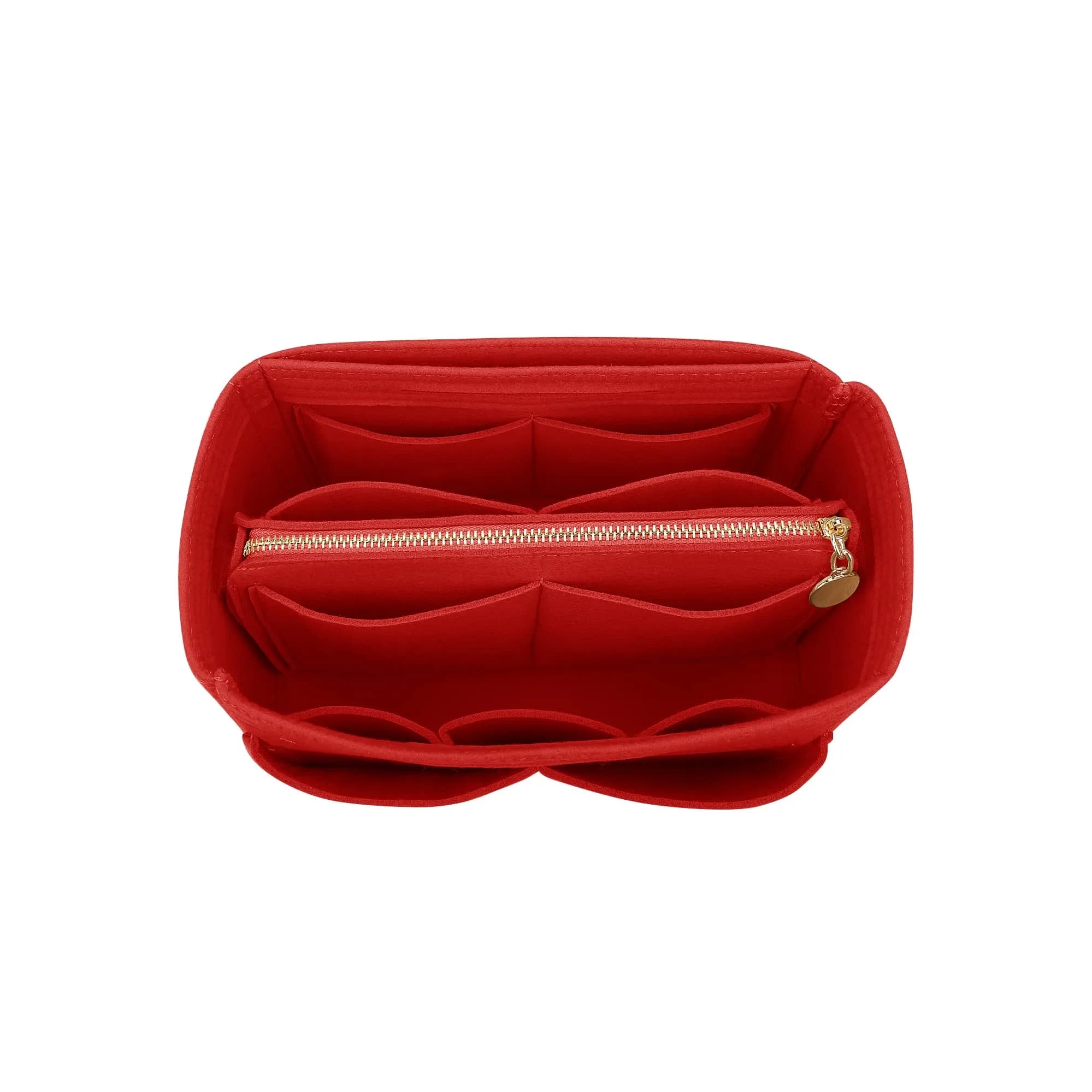 LEXSION Felt Purse Bag Organizer Insert with Zipper, Beige XL | Keeps Handbags Shipshape — Red / X-Large