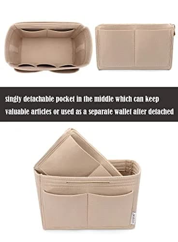 LEXSION Felt Purse Bag Organizer Insert with Zipper, Beige XL | Keeps Handbags Shipshape thumbnail 2