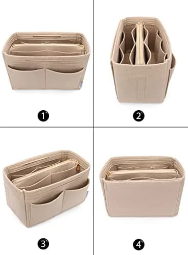LEXSION Felt Purse Bag Organizer Insert with Zipper, Beige XL | Keeps Handbags Shipshape thumbnail 3