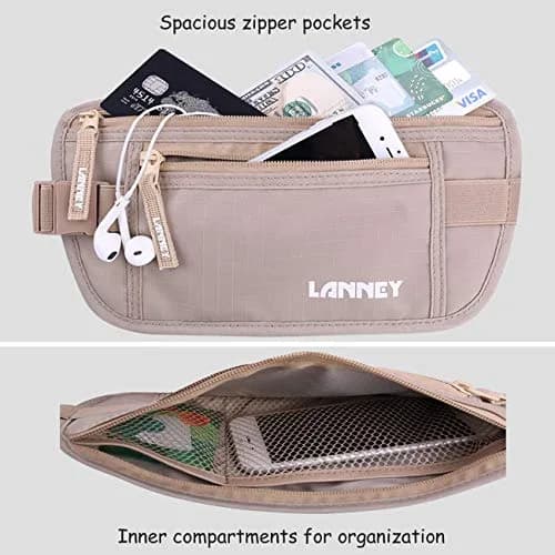 LANNEY Slim RFID Blocking Money Belt with 10 RFID Sleeves | Hidden Travel Pouch for Passport, Cash, Cards thumbnail 4