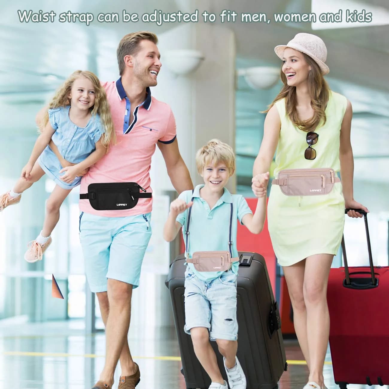 LANNEY Slim RFID Blocking Money Belt with 10 RFID Sleeves | Hidden Travel Pouch for Passport, Cash, Cards - view 7