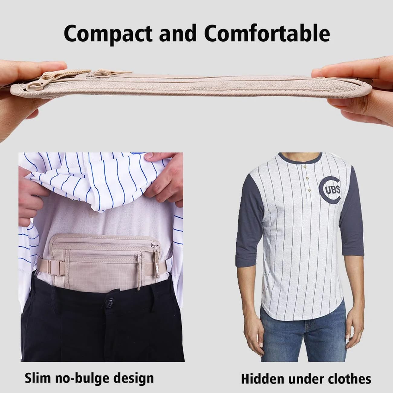 LANNEY Slim RFID Blocking Money Belt with 10 RFID Sleeves | Hidden Travel Pouch for Passport, Cash, Cards - view 3