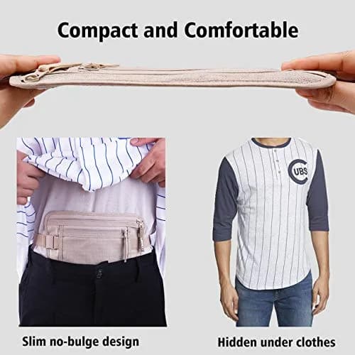 LANNEY Slim RFID Blocking Money Belt with 10 RFID Sleeves | Hidden Travel Pouch for Passport, Cash, Cards thumbnail 3