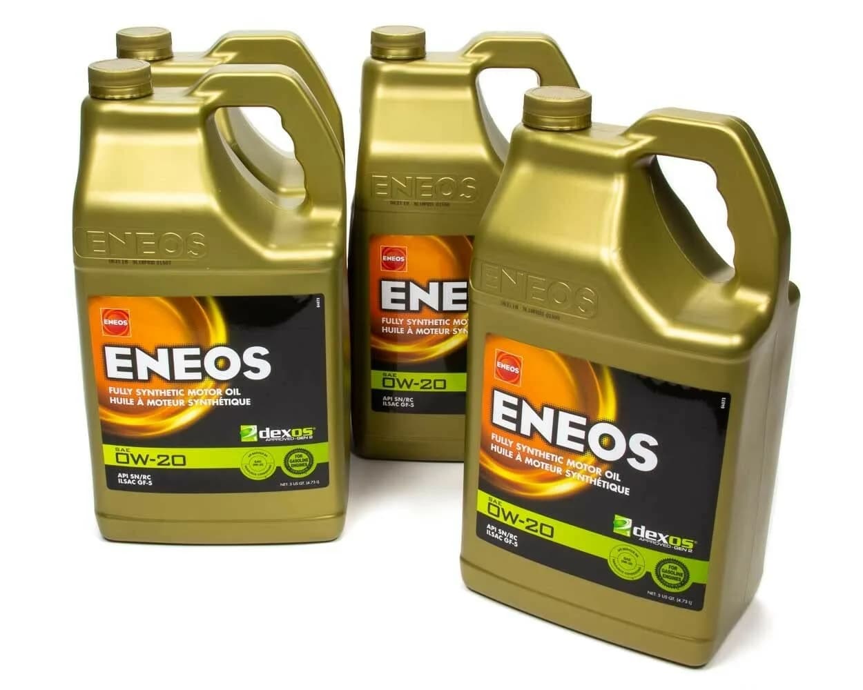 ENEOS 0W-20 Fully Synthetic Motor Oil 4x5 Qt | API SQ, dexos1 Gen3, Japan's #1 Oil — 5 Quart