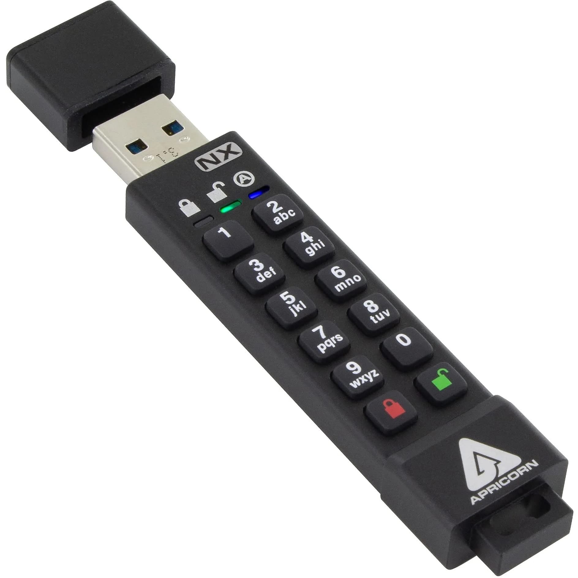 Apricorn Aegis Secure Key 3NX 8GB USB 3.0 Encrypted Flash Drive | FIPS 140-2 Level 3 Validated — Black