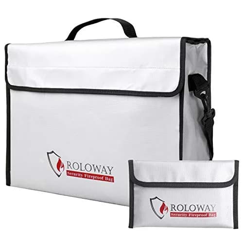 ROLOWAY Fireproof Document & Money Bag 38cm (15" x 12" x 5") | Water Resistant & Easy-Carry thumbnail 1