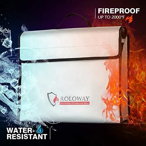 ROLOWAY Fireproof Document & Money Bag 38cm (15" x 12" x 5") | Water Resistant & Easy-Carry thumbnail 3