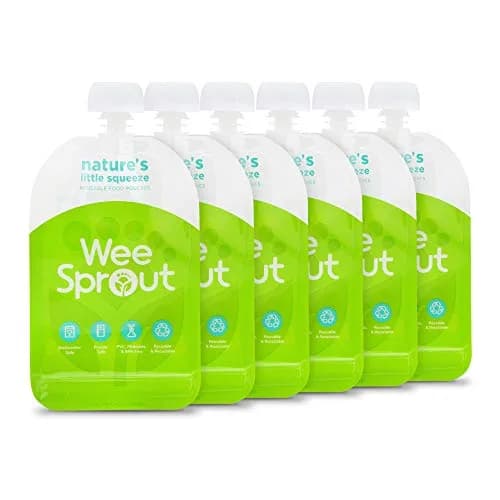 WeeSprout Double Zipper Reusable Food Pouches 102ml (3.4 fl oz) | Leakproof & Freezer Safe for Baby Food thumbnail 1