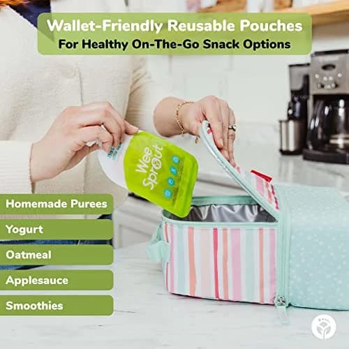 WeeSprout Double Zipper Reusable Food Pouches 102ml (3.4 fl oz) | Leakproof & Freezer Safe for Baby Food thumbnail 4