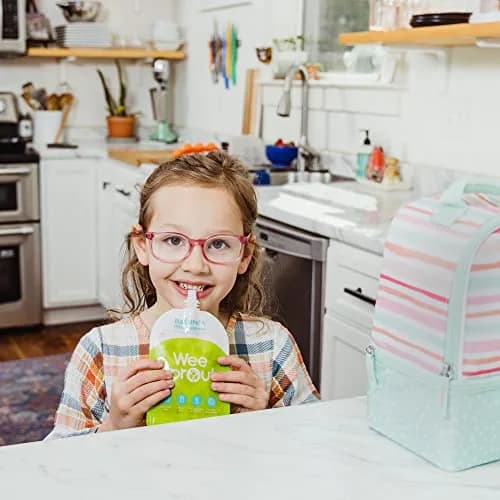 WeeSprout Double Zipper Reusable Food Pouches 102ml (3.4 fl oz) | Leakproof & Freezer Safe for Baby Food thumbnail 2