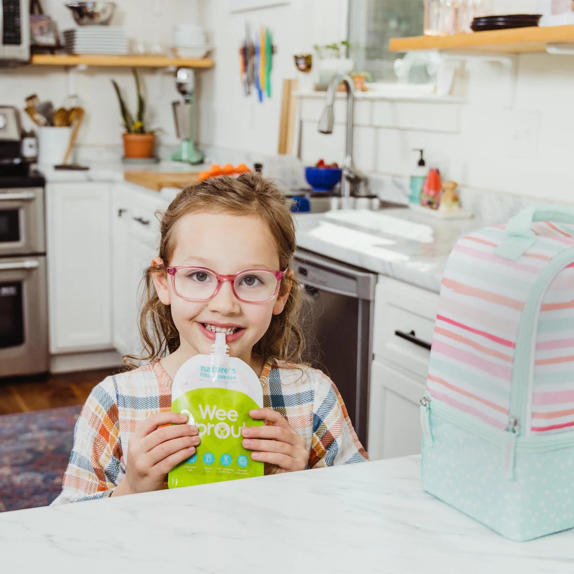 WeeSprout Double Zipper Reusable Food Pouches 102ml (3.4 fl oz) | Leakproof & Freezer Safe for Baby Food - view 2