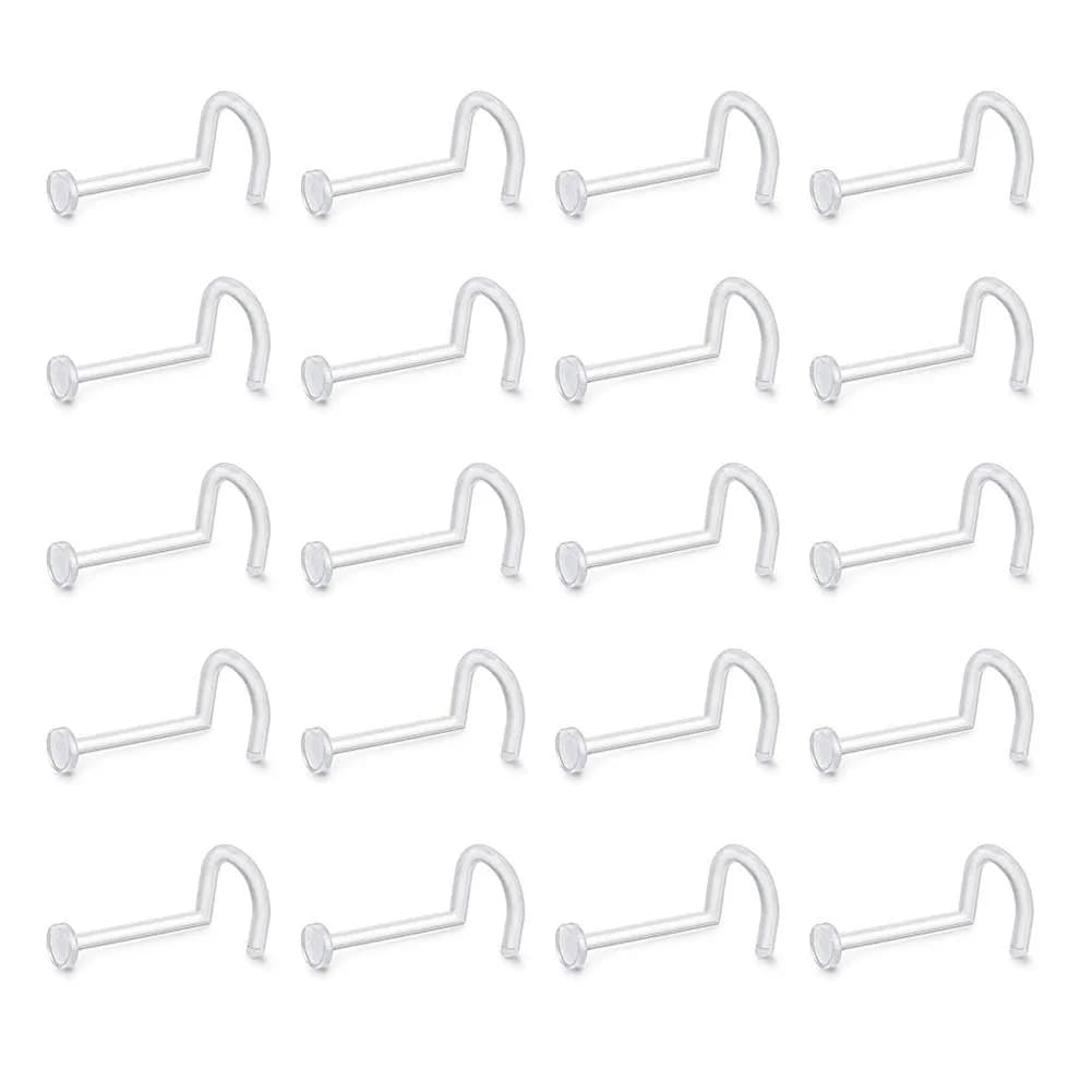 D.Bella 20g Clear Bioflex Nose Rings Stud Retainer | Hypoallergenic, Comfortable, Suitable for All Ages thumbnail 1