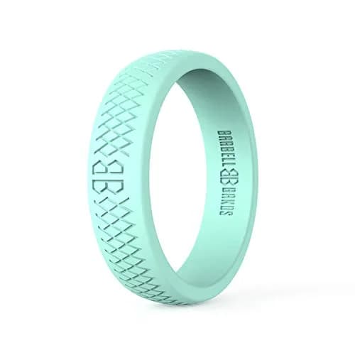 Barbell Bands Mint Silicone Wedding Ring | Size 4 (5.5mm Width) | Safe for Fitness & Work thumbnail 1