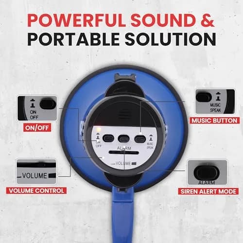Pyle Compact Battery-Operated Megaphone with Siren - 30W Power, 1200 Yards Range, Foldable Handle (Blue) thumbnail 4