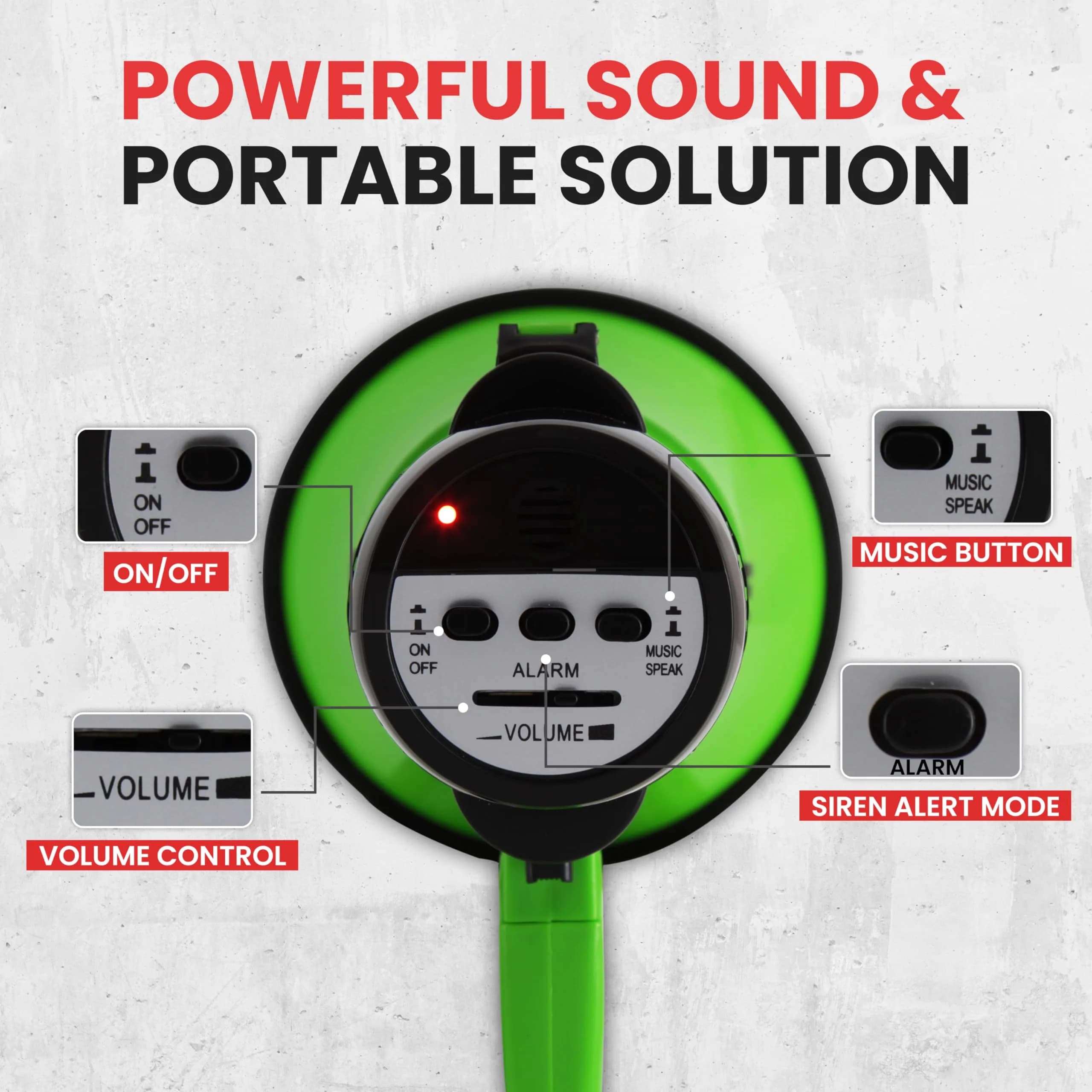 Pyle 30W Portable Megaphone Bullhorn with Siren - Green, 1200 Yards Range - view 4