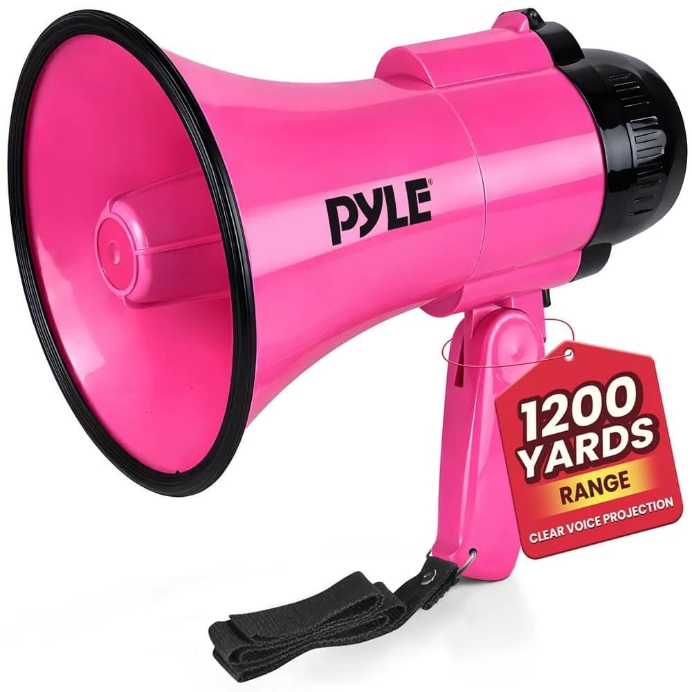 Pyle Portable Megaphone Speaker Siren Bullhorn 30W Pink | 243.84 cm (800+ Yards) Range - main product image