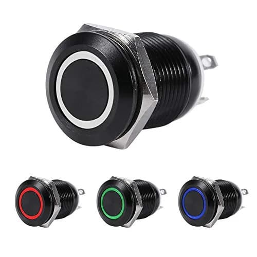 Keenso 12mm Momentary Push Button Switch with Red LED Light | 12V Metal Self-Resetting Switch for Cars & Electronics thumbnail 6