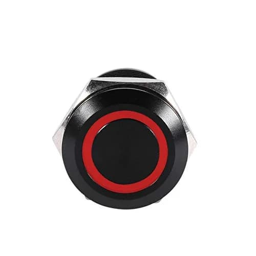 Keenso 12mm Momentary Push Button Switch with Red LED Light | 12V Metal Self-Resetting Switch for Cars & Electronics thumbnail 2