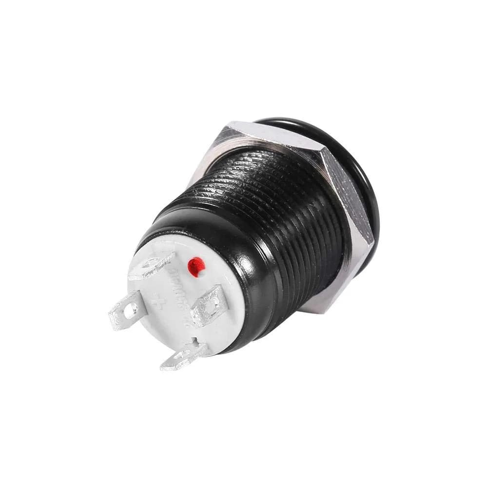 Keenso 12mm Momentary Push Button Switch with Red LED Light | 12V Metal Self-Resetting Switch for Cars & Electronics - view 3
