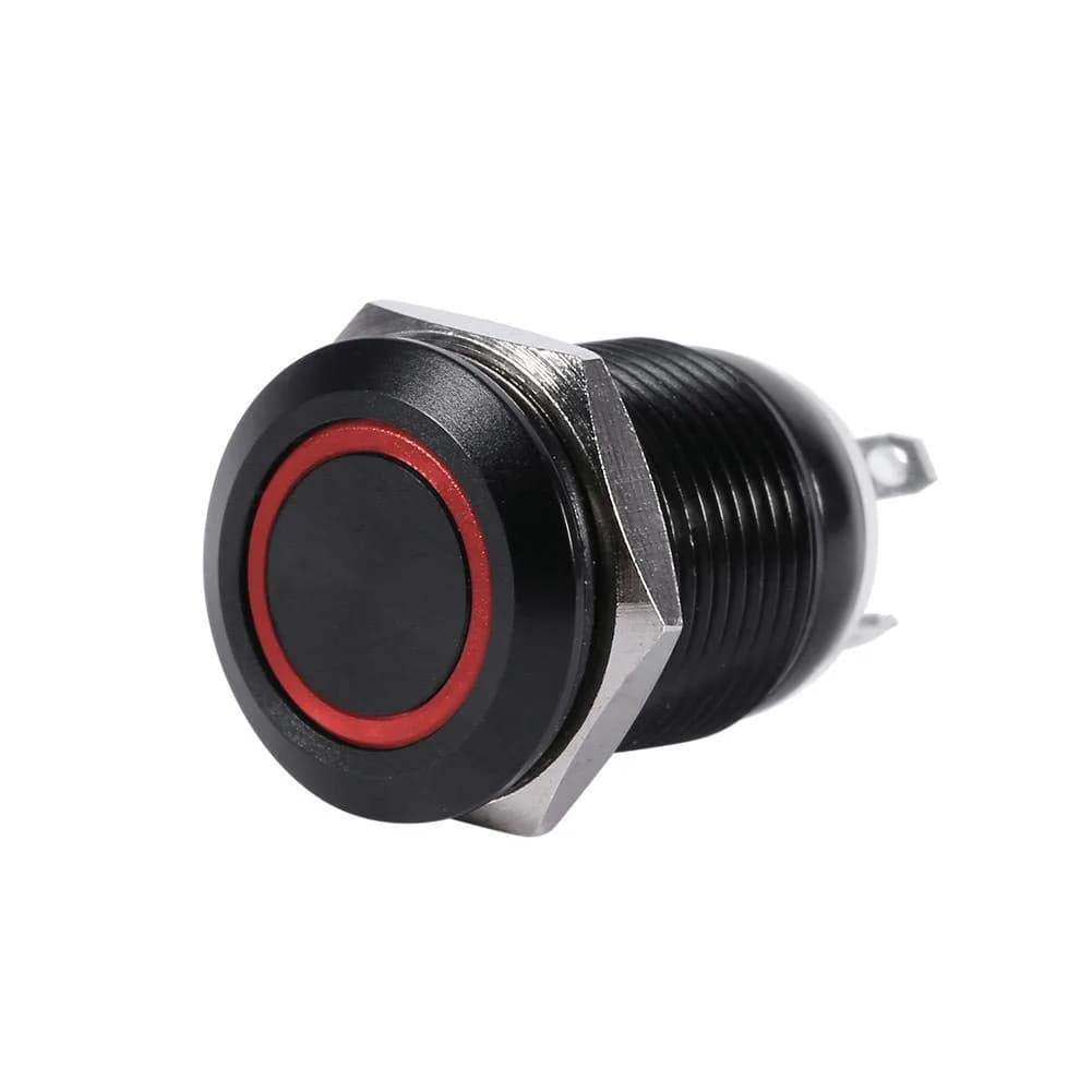 Keenso 12mm Momentary Push Button Switch with Red LED Light | 12V Metal Self-Resetting Switch for Cars & Electronics - view 4