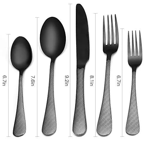 sharecook Matte Black Silverware Set 20-Piece Stainless Steel | Satin Finish for Home & Restaurant thumbnail 2