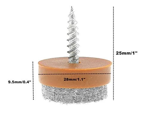 ALIMITOPIA Screw-on Furniture Felt Pads 28mm (1.1") Brown | 40pcs for Hardwood Floors thumbnail 2
