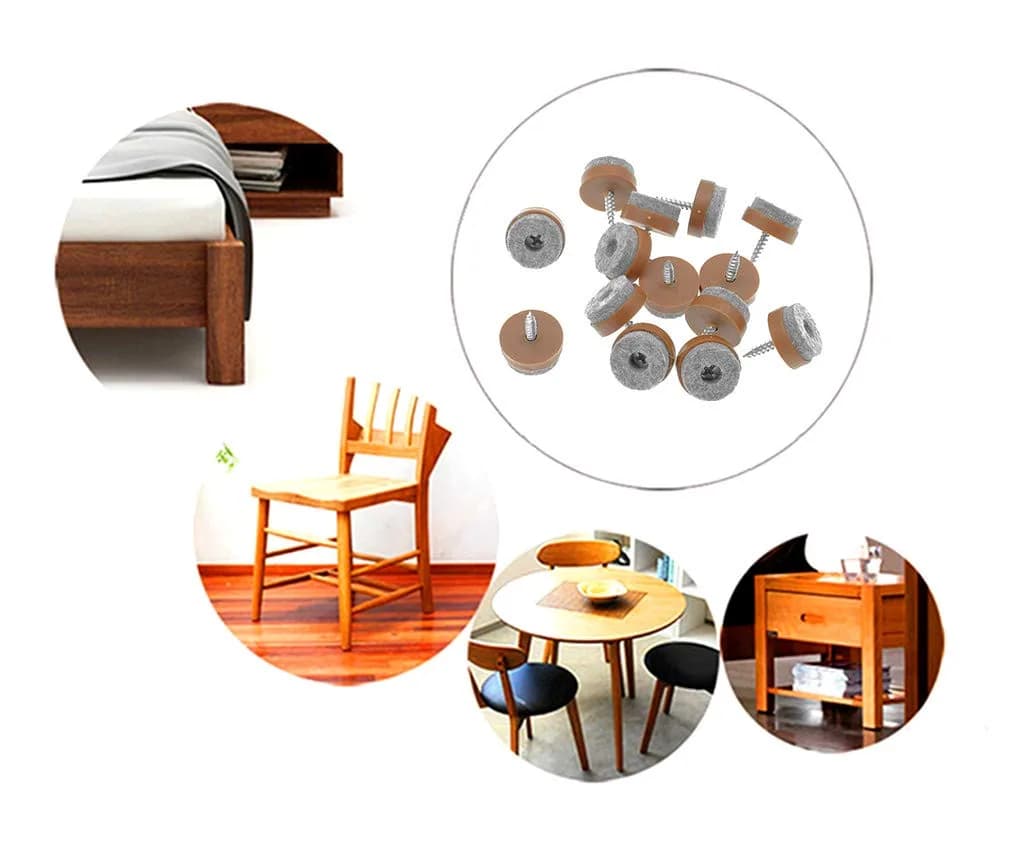 ALIMITOPIA Screw-on Furniture Felt Pads 40pcs | 20mm (0.8") Brown Round Glides for Hardwood Floors - view 7