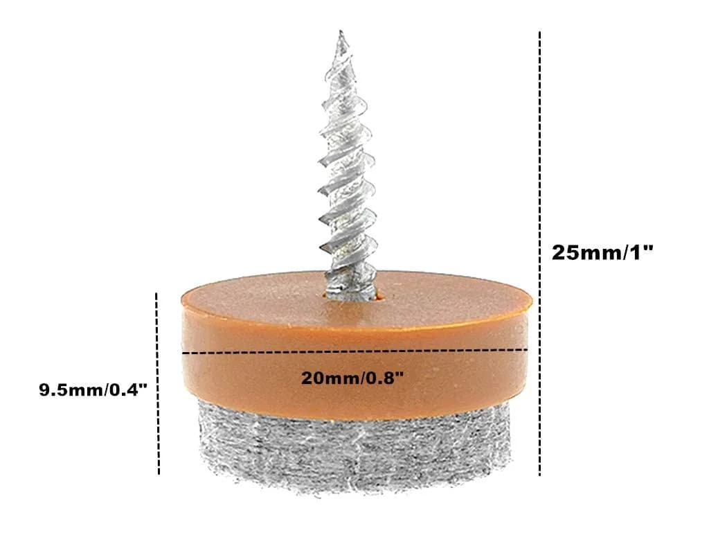 ALIMITOPIA 40pcs Screw-on Brown Felt Furniture Pads 20mm for Chair & Table Glides - view 2