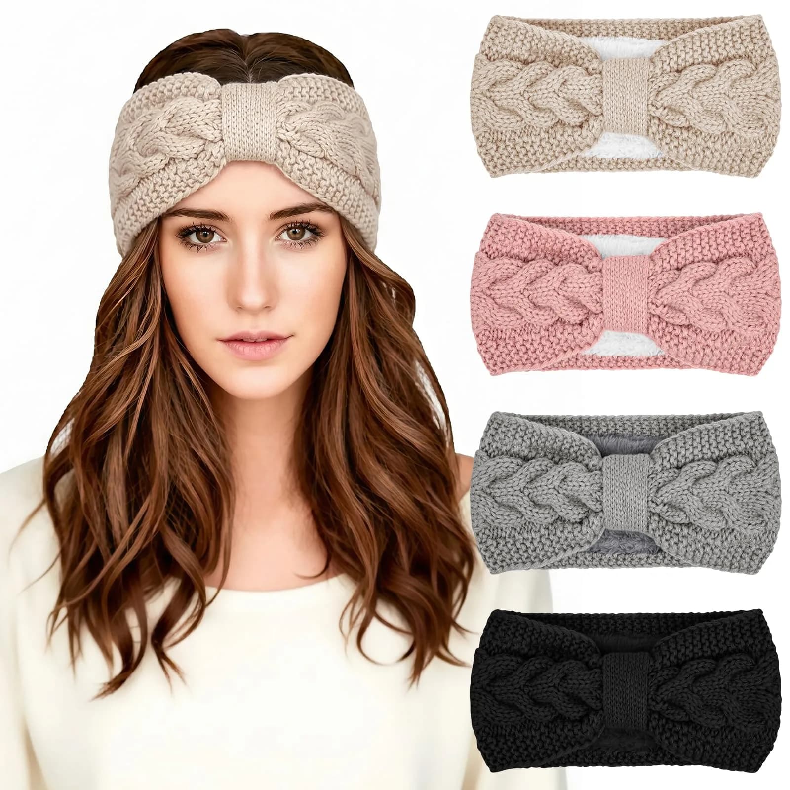 Chalier Winter Headbands for Women, Crochet Ear Warmer Headband, Mix B | Soft Stretchy Yarn, Trendy & Warm — Twist Multicolour 3