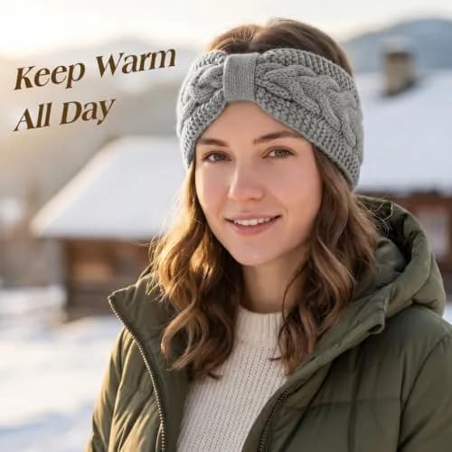 Chalier Winter Headbands for Women, Crochet Ear Warmer Headband, Mix B | Soft Stretchy Yarn, Trendy & Warm thumbnail 5