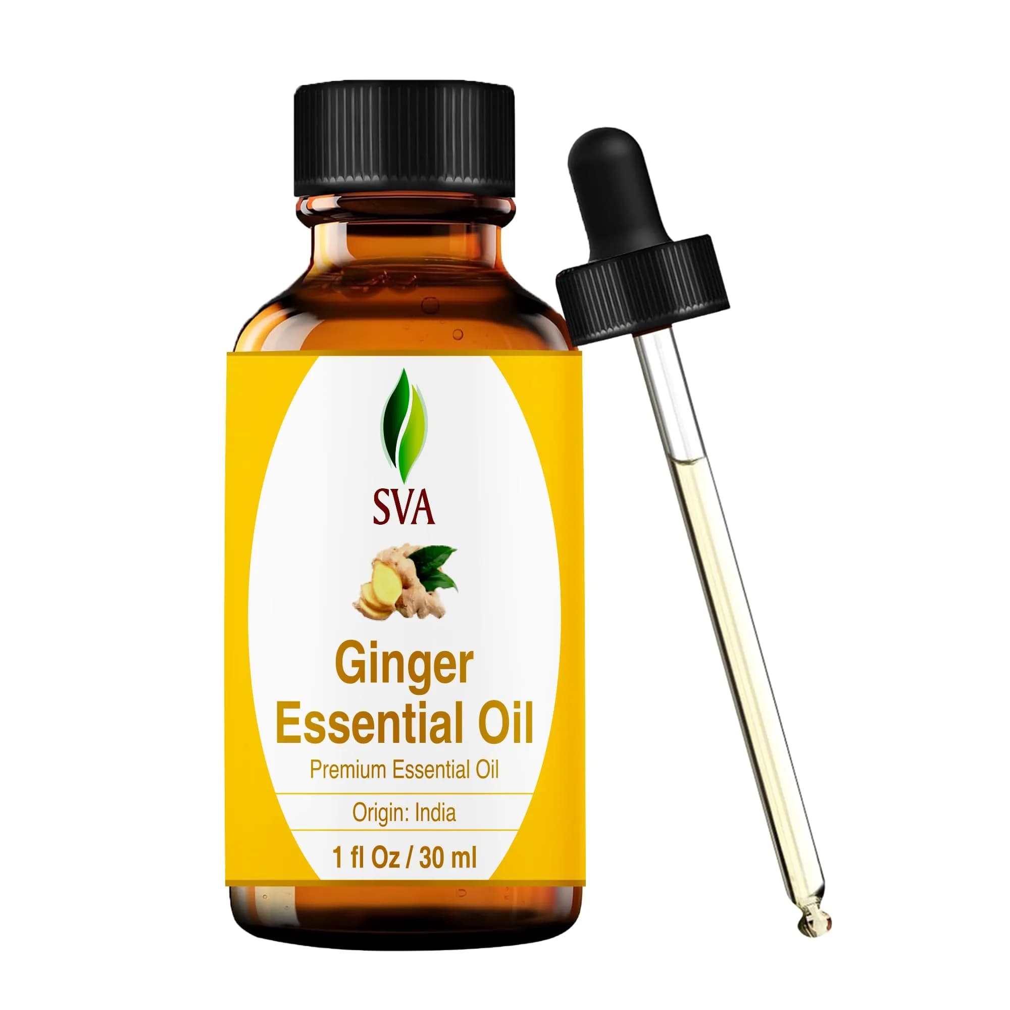 SVA ORGANICS Organic Ginger Essential Oil 1 Fl Oz (30 ml) - Pure & Natural - main product image