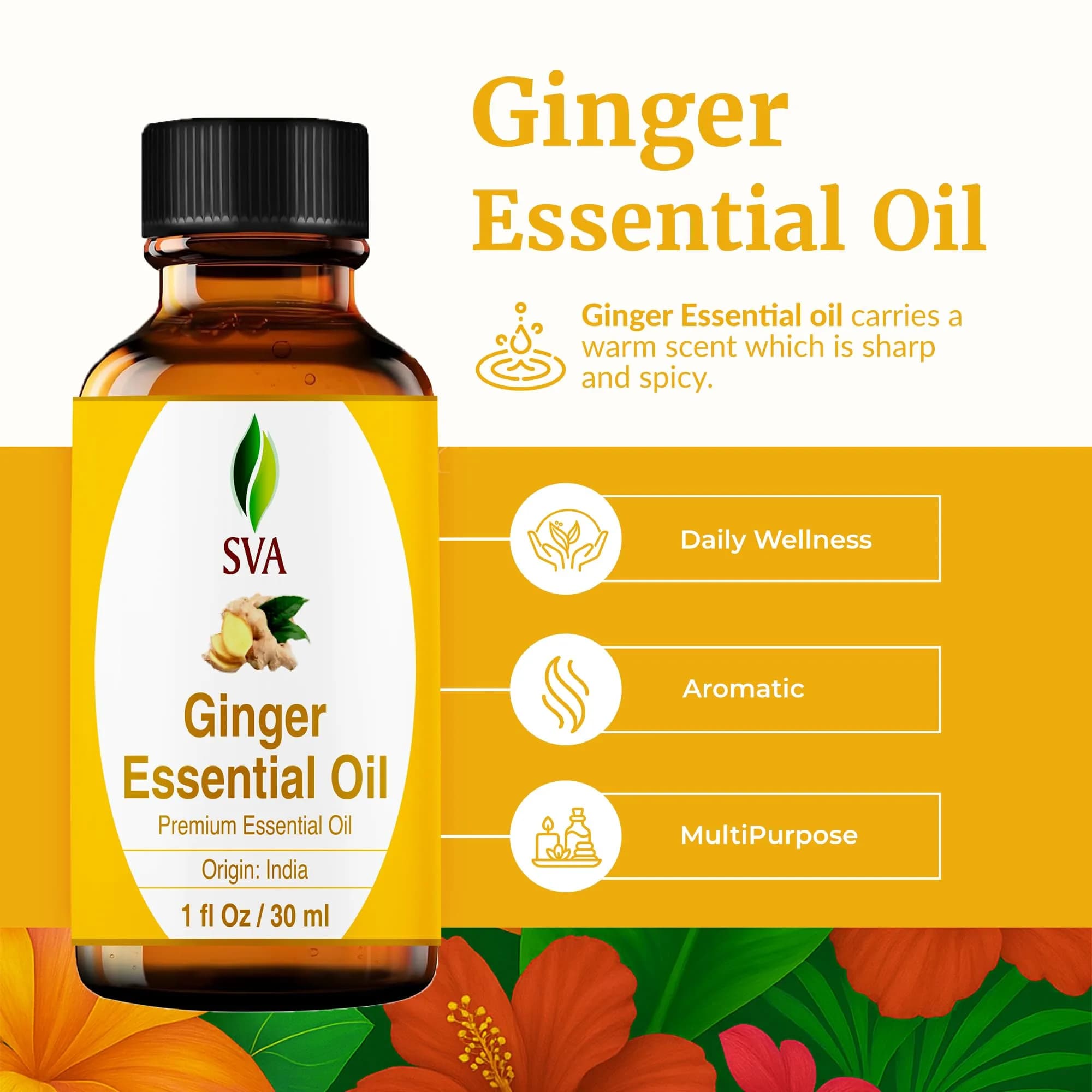 SVA ORGANICS Organic Ginger Essential Oil 1 Fl Oz (30 ml) - Pure & Natural - view 2
