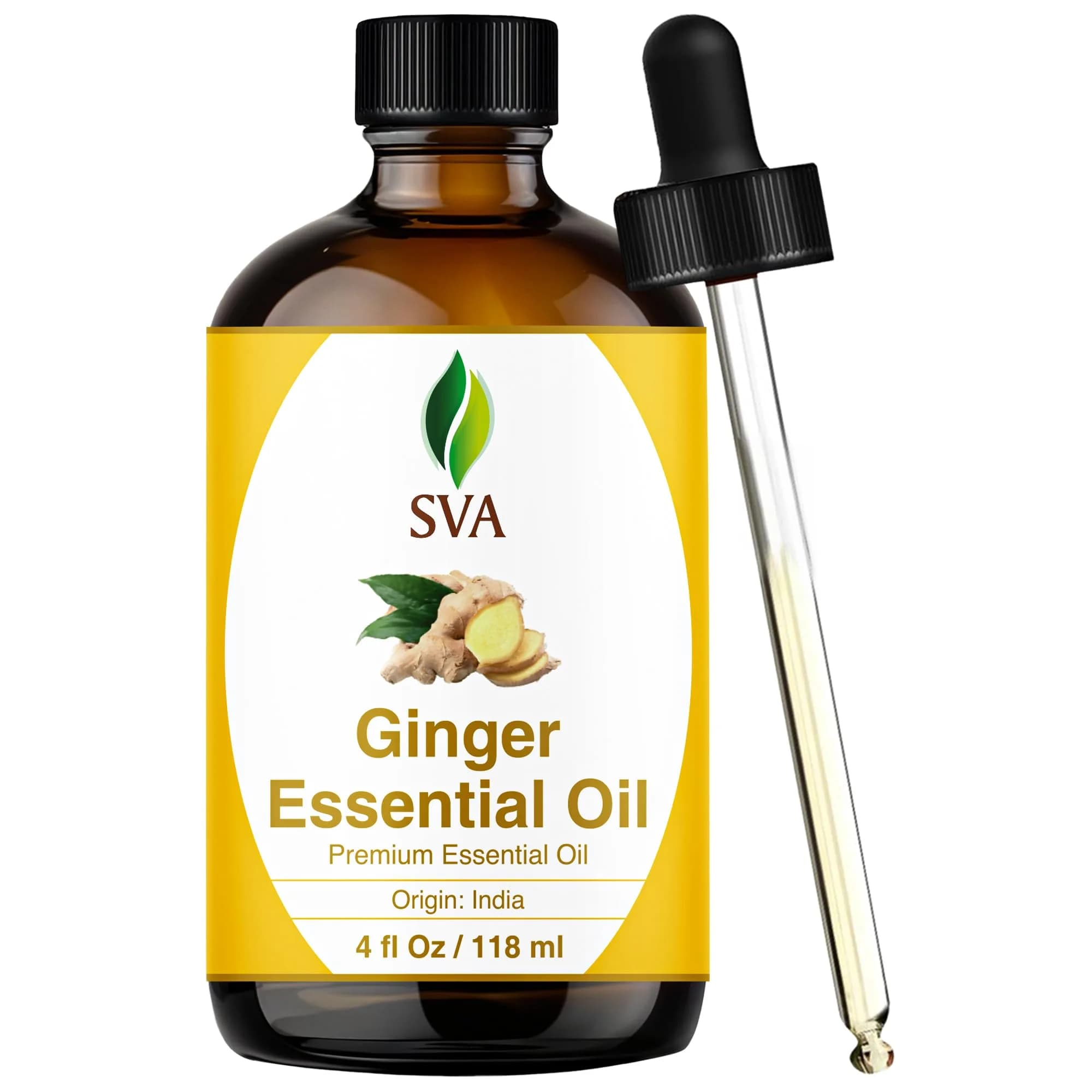 SVA ORGANICS Organic Ginger Essential Oil 4 Fl Oz (118 mL) - Single Bottle Pack - main product image