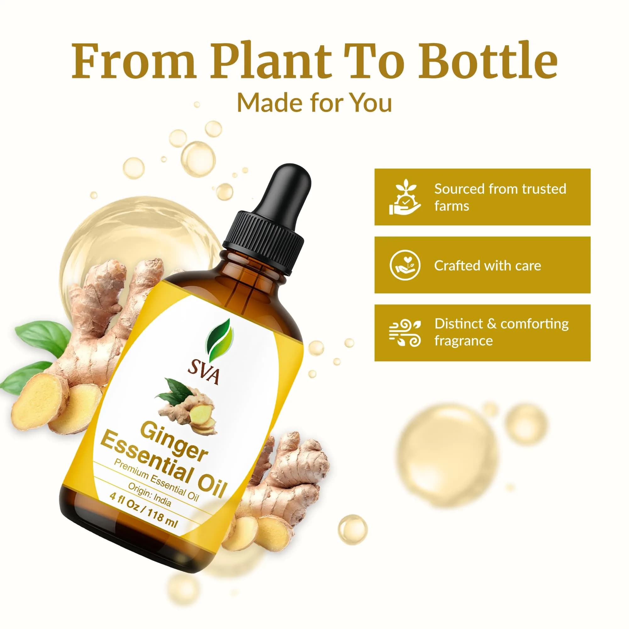 SVA ORGANICS Organic Ginger Essential Oil 4 Fl Oz (118 mL) - Single Bottle Pack - view 4