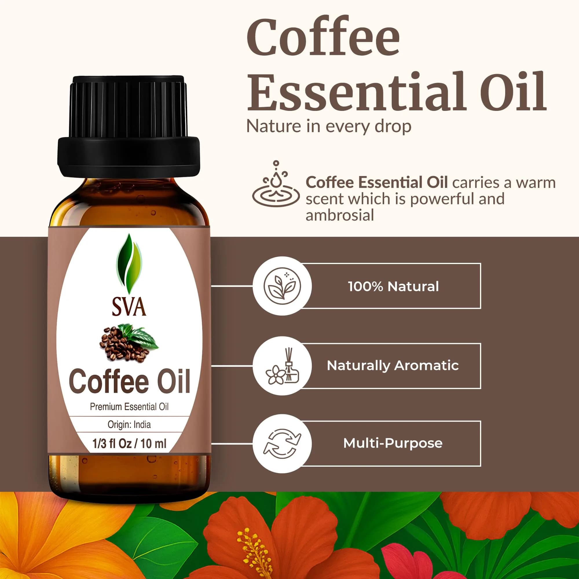 SVA ORGANICS Coffee Essential Oil 0.34 Fl Oz (10 ml) | Pure & Natural Aroma - view 2