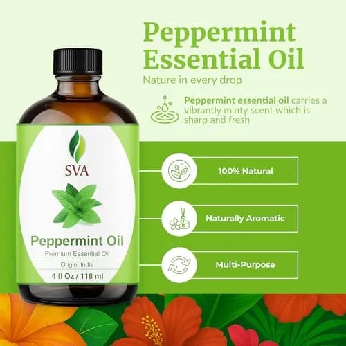 SVA ORGANICS Organic Peppermint Essential Oil, 4 Fl Oz (118 mL) - Pure & Natural thumbnail 2