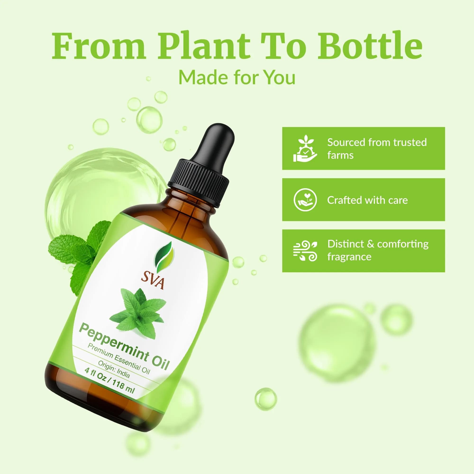 SVA ORGANICS Organic Peppermint Essential Oil, 4 Fl Oz (118 mL) - Pure & Natural - view 4