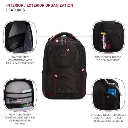 SwissGear 2762 ScanSmart Laptop Backpack Fits Most 16 Inch Laptops | TSA Friendly, Work & School, Black thumbnail 5
