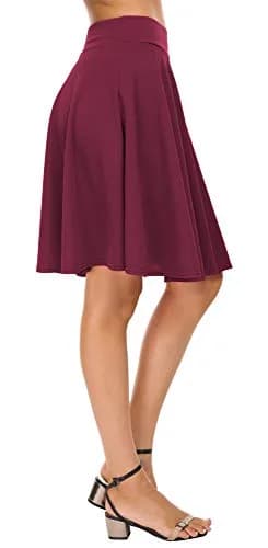 EXCHIC Women's Casual Flared Midi Skirt S | A-Line Pleated, Lightweight Polyester & Spandex thumbnail 5