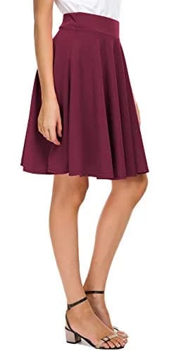 EXCHIC Women's Casual Flared Midi Skirt S | A-Line Pleated, Lightweight Polyester & Spandex thumbnail 6