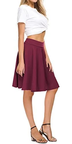 EXCHIC Women's Casual Flared Midi Skirt S | A-Line Pleated, Lightweight Polyester & Spandex thumbnail 2