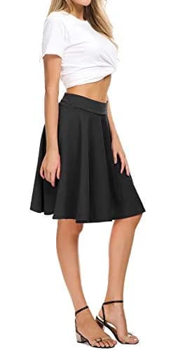 EXCHIC Women's Casual Flared High Waist Skater Skirt XL | A-Line Pleated Midi thumbnail 2