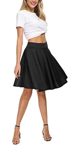 EXCHIC Women's Casual Flared High Waist Skater Skirt XL | A-Line Pleated Midi thumbnail 3